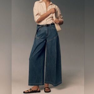 Anthropologie Pilcro Seamed Flounce High-Rise Wide-Leg Jeans